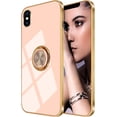 thumbnail image 2 of for Pink iPhone X/Xs Case for Women Ring Holder, Built-in 360 TPU Rotation Kickstand Rings Cases with Stand Glitter Plating Rose Gold Edge Work with Magnetic Mount Slim Sleek Luxury Case Girly, 2 of 14