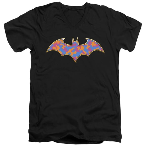 Batman Gold Camo S/S Adult V-Neck T-Shirt 30/1 T-Shirt Black