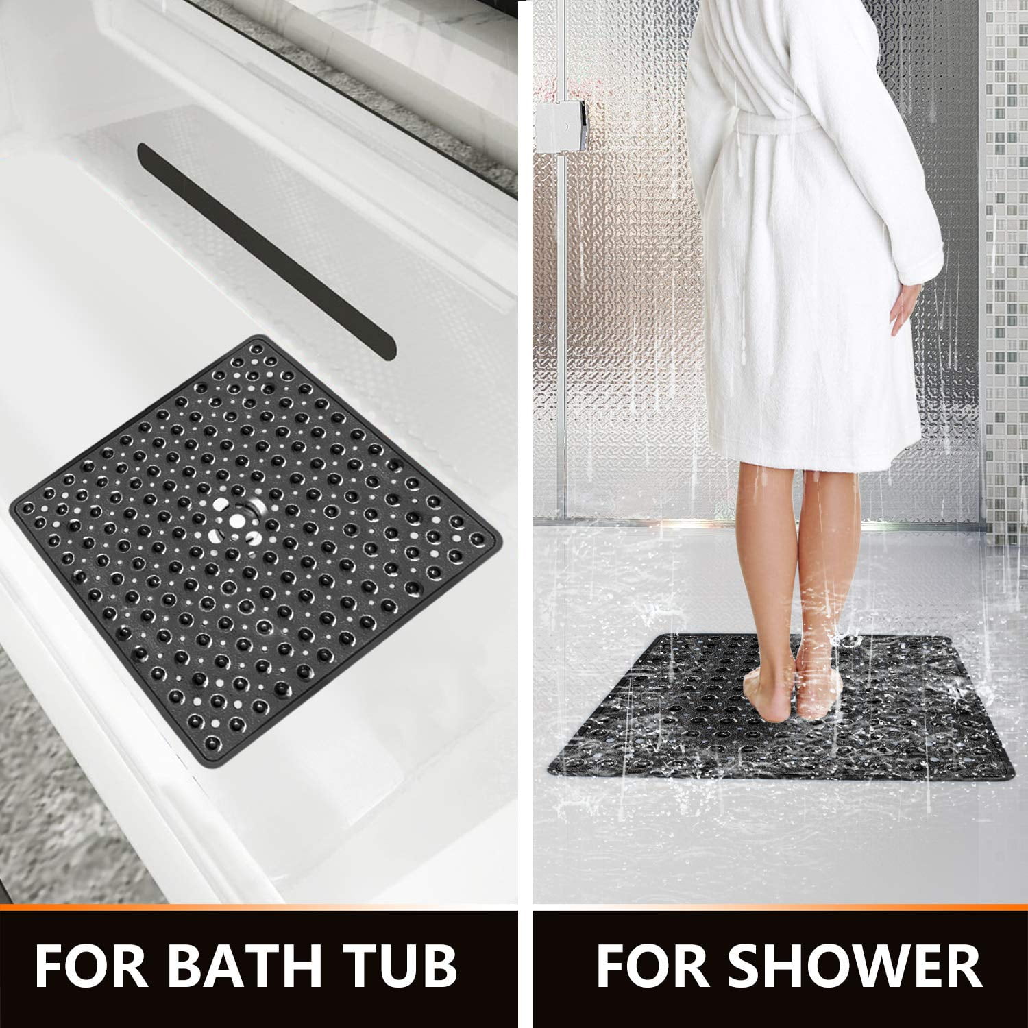 Vinyl Shower Stall Bath Tub Mat Suction Cup Non Skid Back 21" x 21" Square 