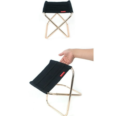 Milisten 1Set Lightweight Folding Chair Black Aluminium Alloy Oxford Cloth For Camping Picnics 9.8x8.9x10.6in