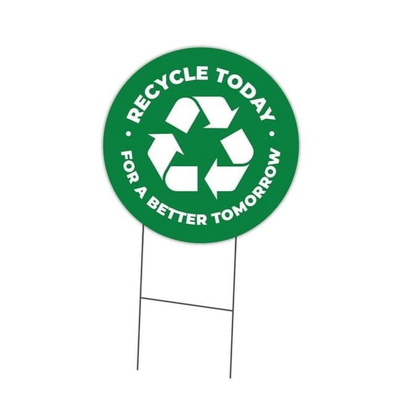 SignMission C-24-CIR-WS-Recycle 16 x 24 in. Corrugated Plastic Sign with Stakes Circular - Recycle