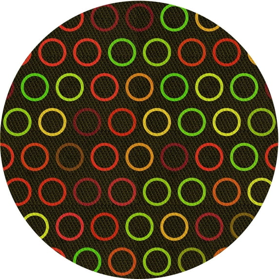 Ahgly Company Indoor Round Patterned Black Bean Brown Area Rugs, 4' Round