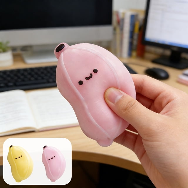 Fufafayo 2Pcs Cute Squishier Stress ReliefToySmall Decompression SqueezeToyFor AdultsKidsOffice Home Desk Travel Commute, Soft TPR Stress Reliever Fidget Sensory Plaything For Bedroom Study
