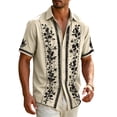 thumbnail image 4 of OIOLOYJM Western Shirts for Men Short Sleeve Embroidered Floral Cowboy Shirts Casual Work Button Down Regular Fit Blouses Beige S, 4 of 4