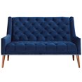 thumbnail image 3 of Loveseat Sofa Couch, Blue Navy, Velvet, Living Kitchen Cafe Bistro Hospitality Restaurant, Modern Contemporary Boutique HB33049, 3 of 4