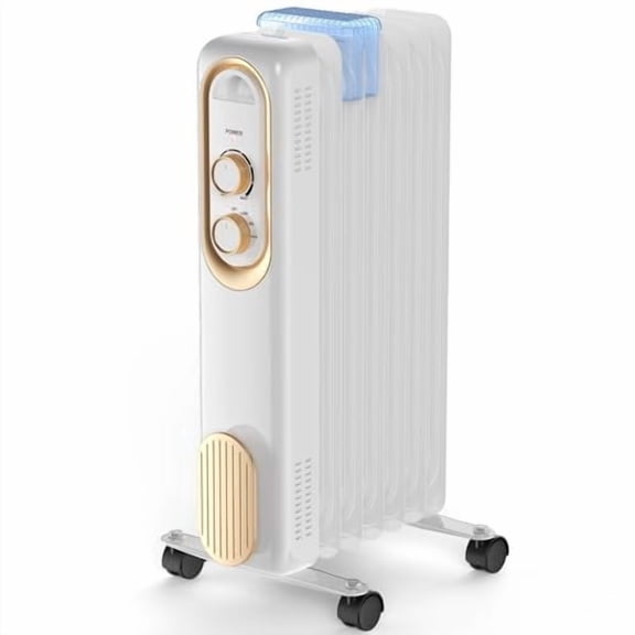 Radiator Space Heater with Humidifying Function, 1500W Portable Indoor Heater with Adjustable Thermostat, Whtie