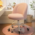 thumbnail image 1 of Silla de tocador DurayLoly rosa de felpa con altura ajustable y ruedas, 1 of 8