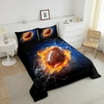 thumbnail image 4 of Erosebridal 3D Fire Rugby Bedding Comforter Set, Football Lover Comforter Sets , Soccer Sport Reversible Down Comforter, Ultra Soft Room Decorative, 2-Piece, 4 of 8
