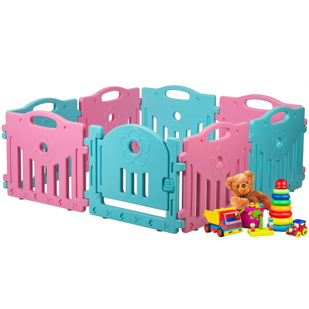 Baby Playpen 8 Panel Playard Kids PlaySafe Activity Center With Locked