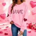 thumbnail image 2 of FAWUUDO Womens Casual Heart Graphics Shirt Long Sleeve Pullover Loose Crewneck Cute Love Printed Sweatshirt Tops Pink XL, 2 of 9