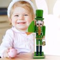 thumbnail image 4 of 15"Wooden Nutcracker Soldier Figurine St. Patrick's Day Decor,Irish Shamrock Hand-Painted Lucky Nutcracker Statue with Green Cape,Festive Holiday Ornament for Christmas Tabletop Shelf Home Decoration, 4 of 6