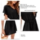 thumbnail image 2 of Mujer Cuello En V Manga Corta Bikini Cubrir Dobladillo Suelto Cintura Cordón Lazo Lado Dividir Traje De Baño Vestido Cubrir Negro S, 2 of 3