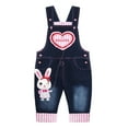 thumbnail image 1 of KIDSCOOL SPACE Baby 3D Bunny Cartoon Soft Cotton Knitted Jeans Overalls 6M, 1 of 5