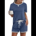 thumbnail image 1 of Conjunto de 2 Piezas para Mujer, Ropa de Estar por Casa, Top y Pantalones Cortos de Corta con Bloques de Color, Ropa de Verano 2025, Azul XL, 1 of 7