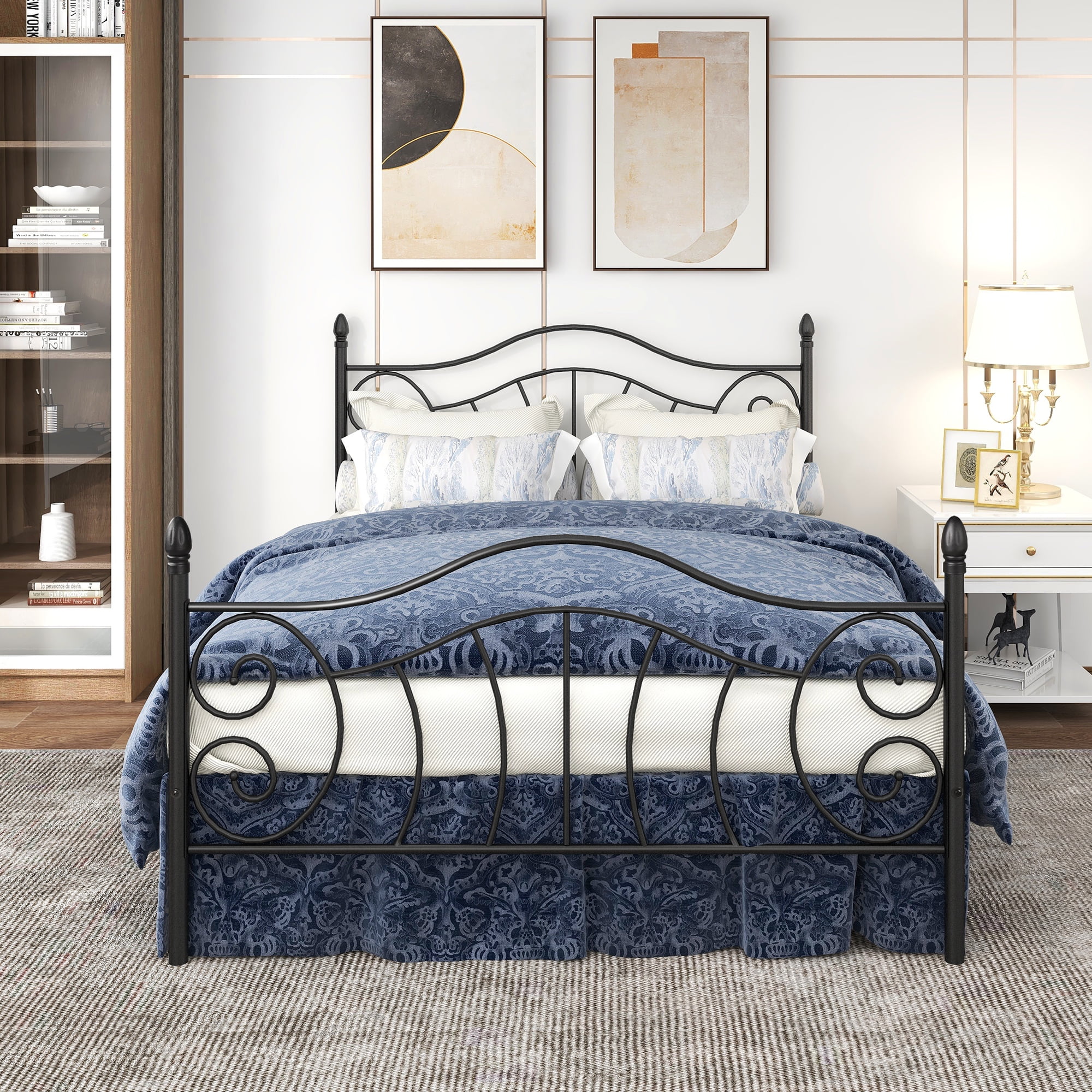 Metal Queen Bed Frames, BTMWAY Queen Platform Bed Frame with Headboard
