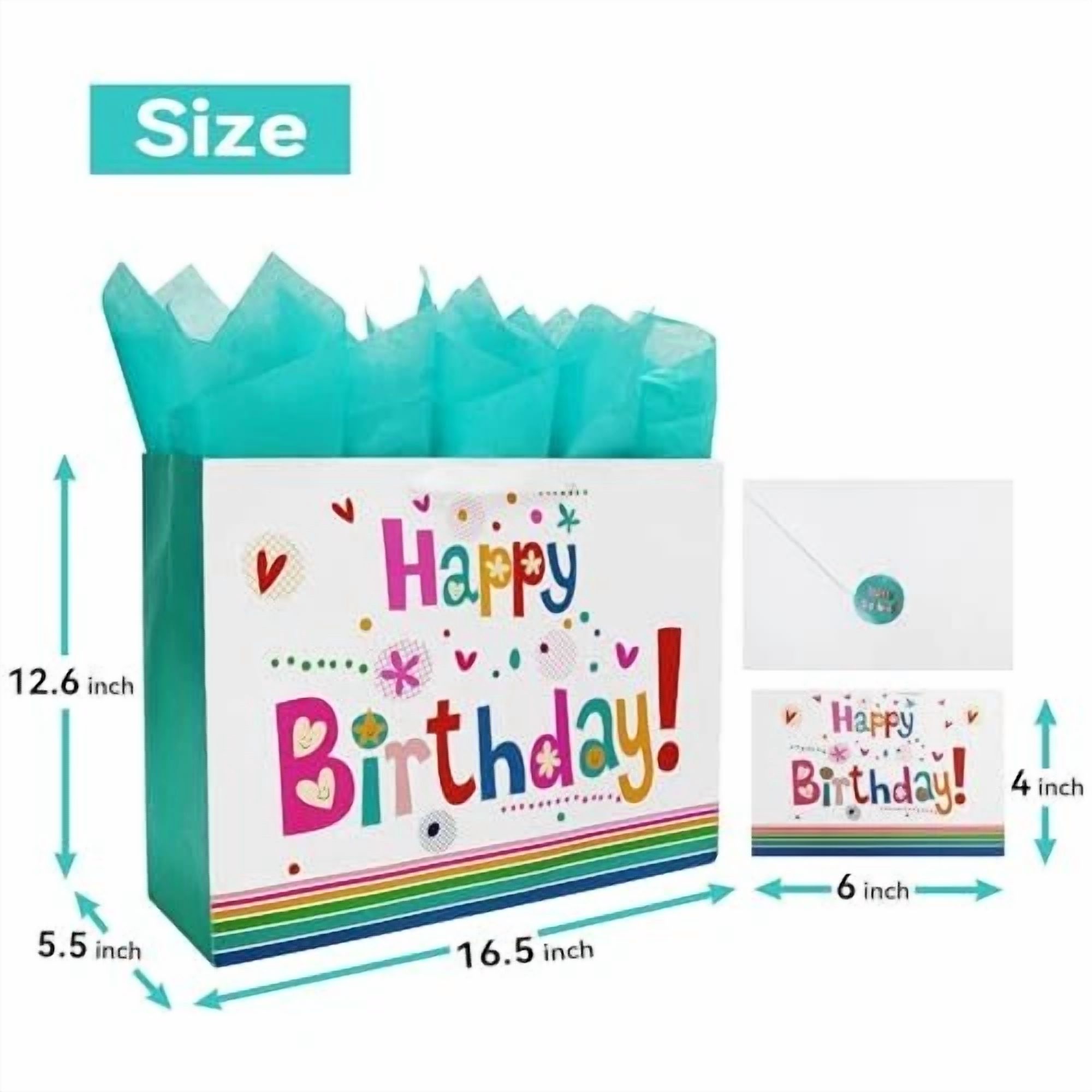 BUTTERFLY- 16.5” Extra Large Gift Bag Set With Greeting Card And Green Tissue Paper(Cute