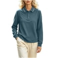 thumbnail image 2 of QUNYINEY Long Sleeve Womens Polo Shirts Work Business Casual Tops Classic Fit Collared Pullover Solid Button Shirts for Women Trendy, 2 of 7