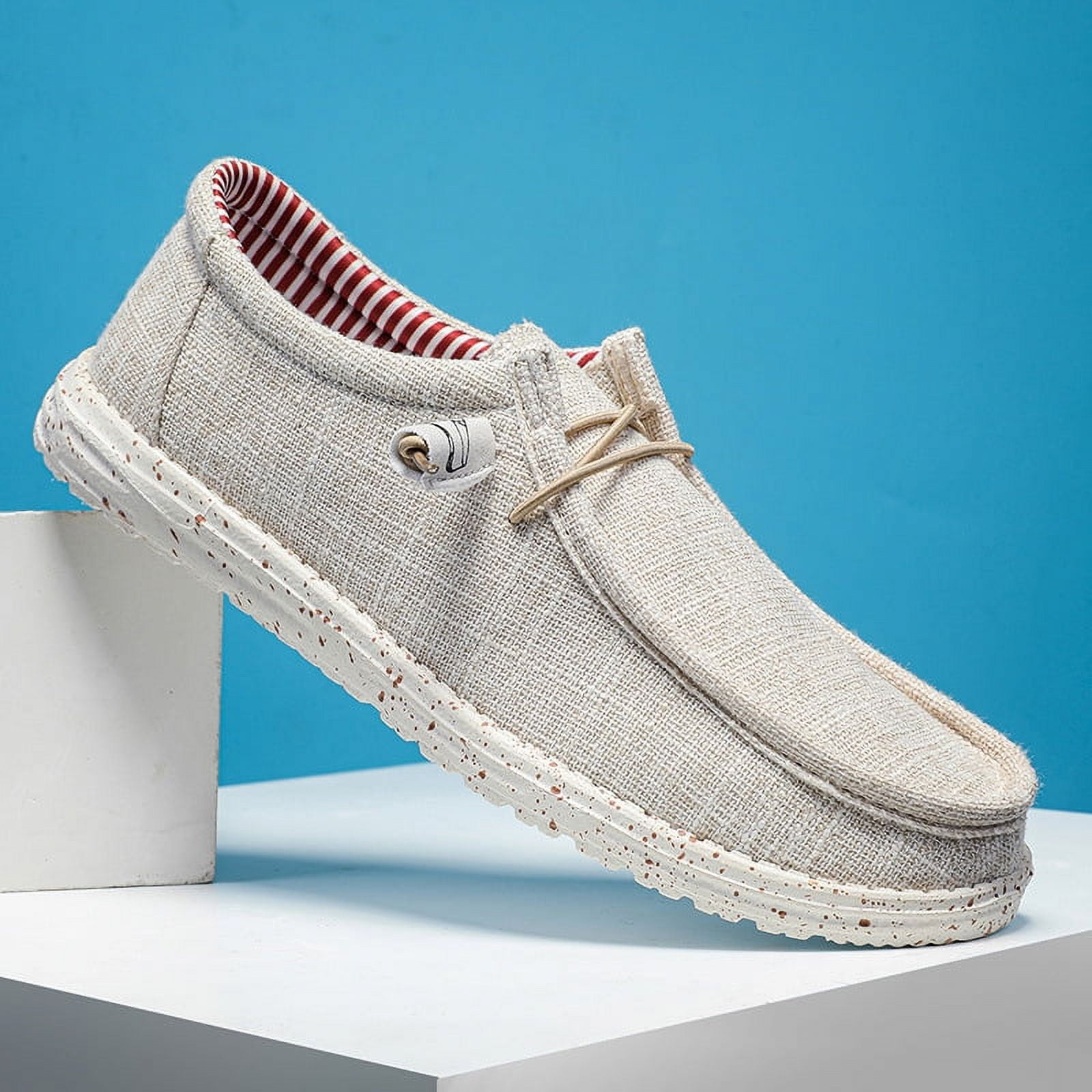 Men's Canvas Loafer Lightweight Softsole Flat Deck Shoes Vintage