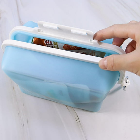 HEMOTON Silicone Food Freezer Bag Preservation Container Size Pouch Refillable -blue