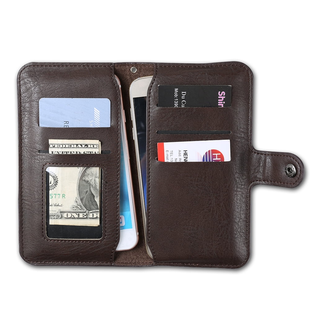 Durable And Slim Vegan Leather Flip Wallet Phone Case For Apple iPhone XS / XR / X With Classic Design And Dedicated Card And ID Slots (Brown)