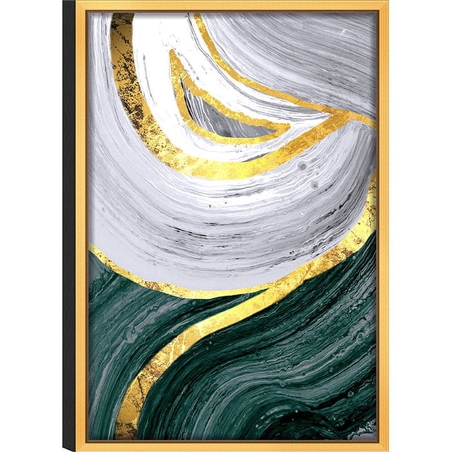 Jennifer Taylor Home Gold Gray Green Abstract Art Gold Frame Wall Art 24 x 36