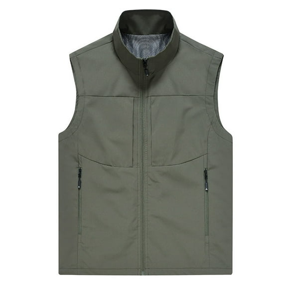 Mens Fishing Vest Big & Tall M-5XL Casual Zip-Up Sleeveless Jackets Plus Size Multi Pockets Quick-Drying Cargo Work Hiking Outerwear Vests
