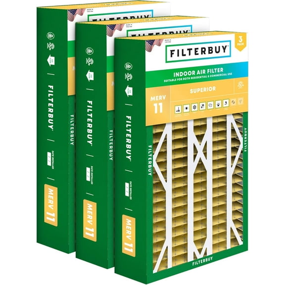 Filterbuy 16x26x5 MERV 11 Allergen Defense, Pleated HVAC AC Furnace Air Filters for Electro-Air, Emerson, White Rodgers, & Comfort Plus (3-Pack)