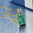 thumbnail image 2 of Gem Stone King 18K Yellow Gold Plated Silver Green Malachite and Red Created Ruby Pendant Necklace for Women (10.02 Cttw, Gemstone Birthstone, Emerald Cut 14X10MM, with 18 inch Silver Chain), 2 of 4