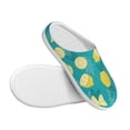 thumbnail image 3 of Daiia Lemon Blue Print Women’s Fuzzy Slippers Memory Foam Lightweight House Shoes Cozy Loafer Flannel House Shoes-35/36, 3 of 7