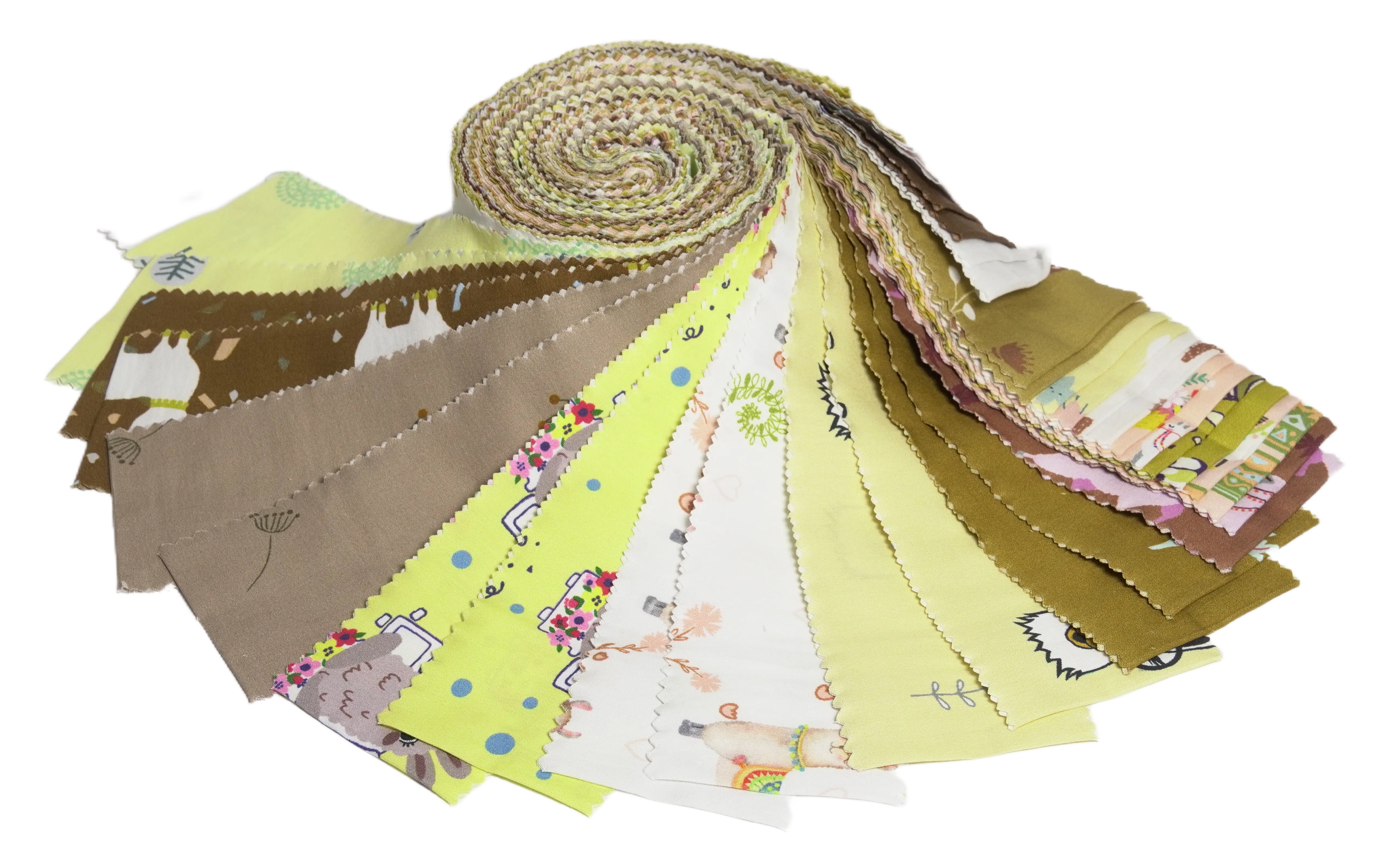 Soimoi 40Pcs African Animals Cartoons Print Cotton Precut Fabrics for Quilting Craft Strips 2.5 x 42 inches Jelly Roll