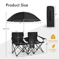 thumbnail image 4 of Costway Portable Folding Picnic Double Chair W/Umbrella Table Cooler Beach Camping Black, 4 of 11