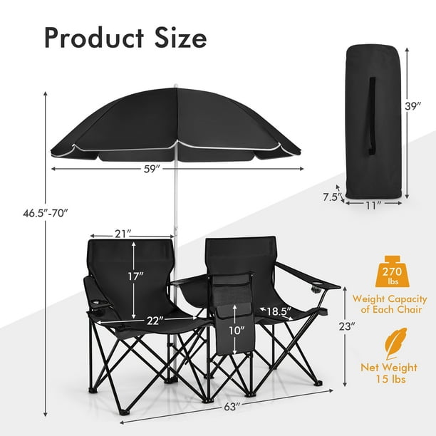 Double chair with cooler and umbrella sales