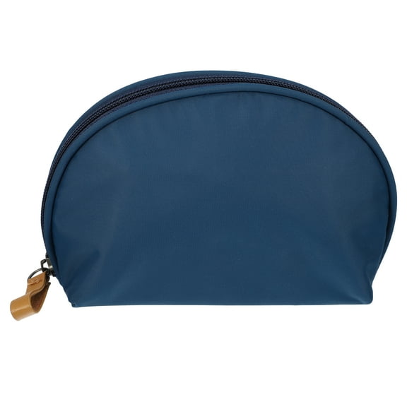 Half Moon Makeup Bag Small Half Moon Cosmetic Beauty Bag for Purse Cosmetic Organizer Navy Blue Beige