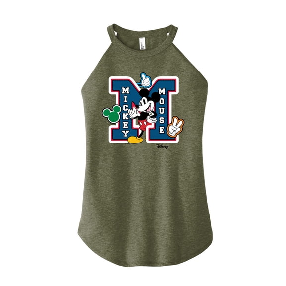 Disney - Mickey Mouse - Large Letter M Collegiate - Juniors High Neck Tank Top