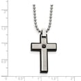thumbnail image 2 of Stainless Steel Brushed and Polished Black Cubic Zirconia Black Ip Cross Necklace - 20 Inch - Measures 19.74mm Wide, 2 of 2