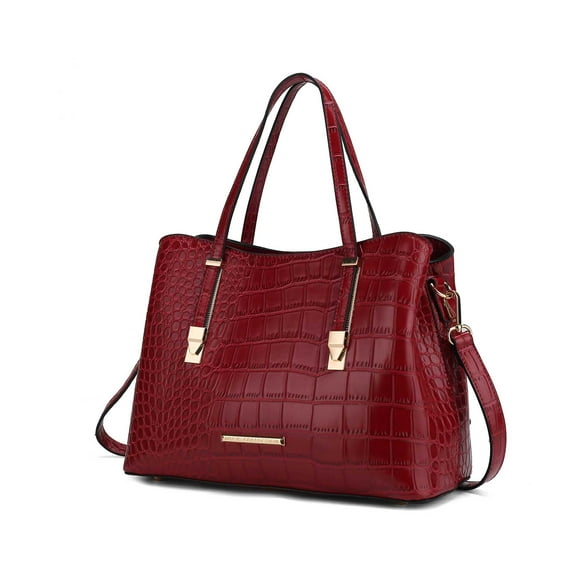 MKF Collection Aurelia Women's Tote Bag, Crocodile Vegan Leather Handbag Purse by Mia K - Wine