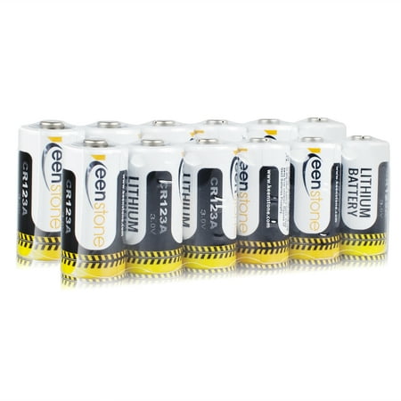 - CR123A Lithium Battery, Keenstone 12 PCS Upgrade High Safety Performance Lithium Battery Non-Rechargeable for Flashlight Photo Digital Camera Camcorder Toys Torch (Not Compatible with Arlo Cameras)