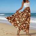 thumbnail image 6 of LWavelet Women Floral Print Tiered Maxi Skirt Elastic Waist With Pockets Boho Summer Long Skirt Light Brown 2XL, 6 of 6