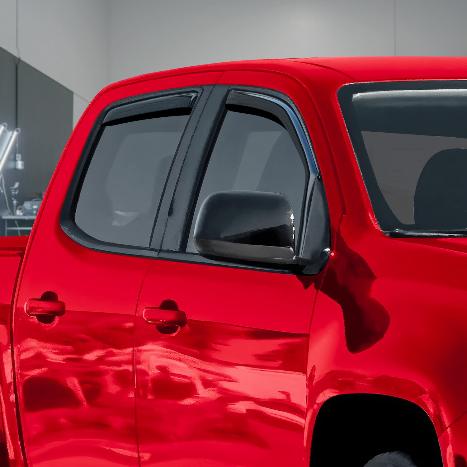 Voron Glass in-Channel Extra Durable Rain Guards for Trucks Chevrolet (Chevy) Colorado/GMC Canyon 2015-2022 Crew Cab, Window Deflectors, Vent Window Visors, 4 Pieces - 220184