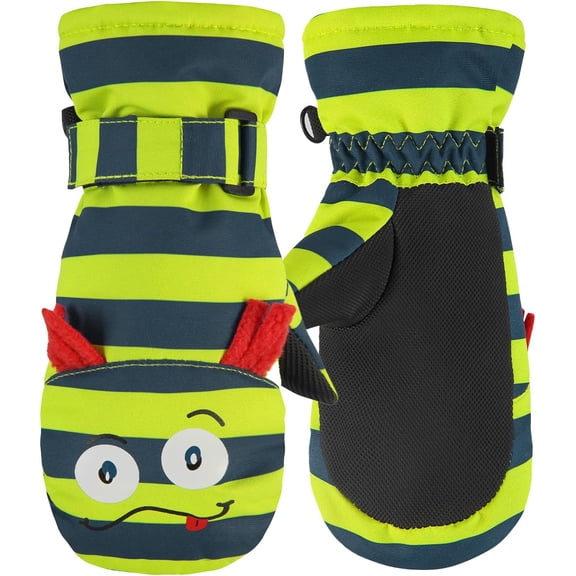 Kids Ski Mittens Waterproof Snow Windproof Thinsulate Warm Winter Cold Weather Gloves with String for Boys Girls