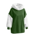 thumbnail image 6 of Women's Long Sleeve Round Neck Hoodie Top Sweatshirt Solid Color Warm Loose Fit Casual Daily Wear Loungewear Streetwear Fashion Essential Gift for Women | CSEONE,Army Green L, 6 of 9