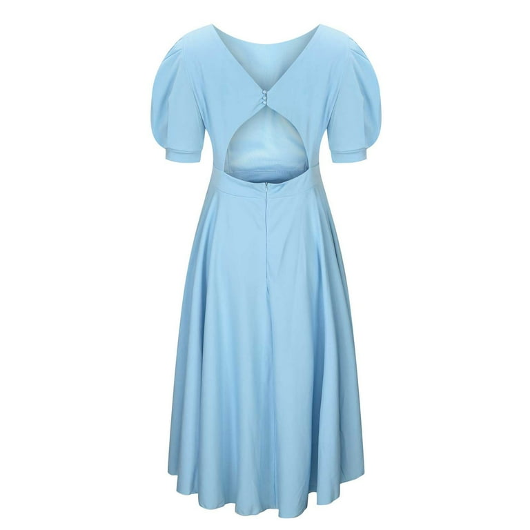 Women Puff Short Sleeve Cottagecore Dress Vintage 1950s Party Swing Dresses Retro Rockabilly Formal Tea Length Dress - Walmart.com Women Puff Short Sleeve Cottagecore Dress Vintage 1950s Party Swing Dresses Retro Rockabilly Formal Tea Length Dress - Walmart.com