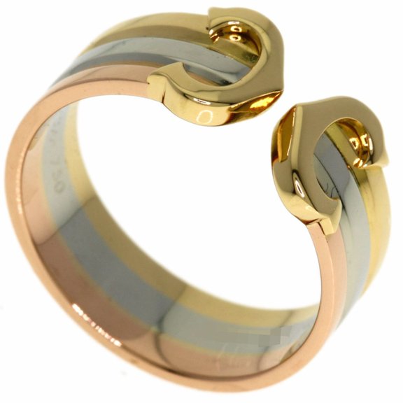 Pre-Owned Cartier 2C Ring SM #47 - 18K Yellow Gold/18K White Pink Gold Women's CARTIER
