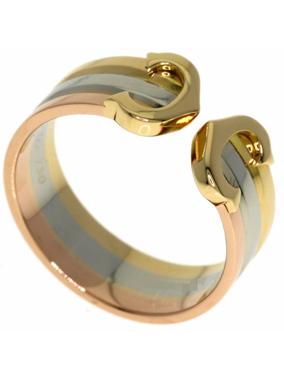 Pre-Owned Cartier 2C Ring SM #47 - 18K Yellow Gold/18K White Pink Gold Women's CARTIER