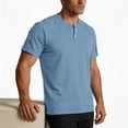 thumbnail image 3 of Paiwinds Men's Casual Short Sleeve Henley Shirt with Button Placket, Round Neck T-Shirt Top for Daily Wear, Black, 3 of 8