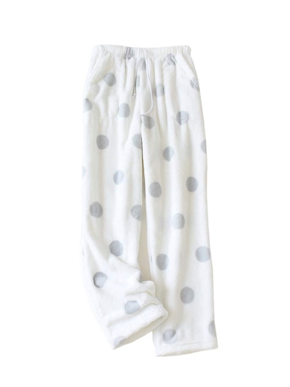 Women Plush Fuzzy Pajama Pants Flannel Fleece Winter Warm Lounge Sleepwear Nightwear with Pockets