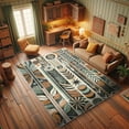 thumbnail image 3 of Ambesonne Boho Decorative Rug Carpet, Bohemian Geometric Leafy Art, 2' 5" x 5', Pale Teal Dark Orange, 3 of 5