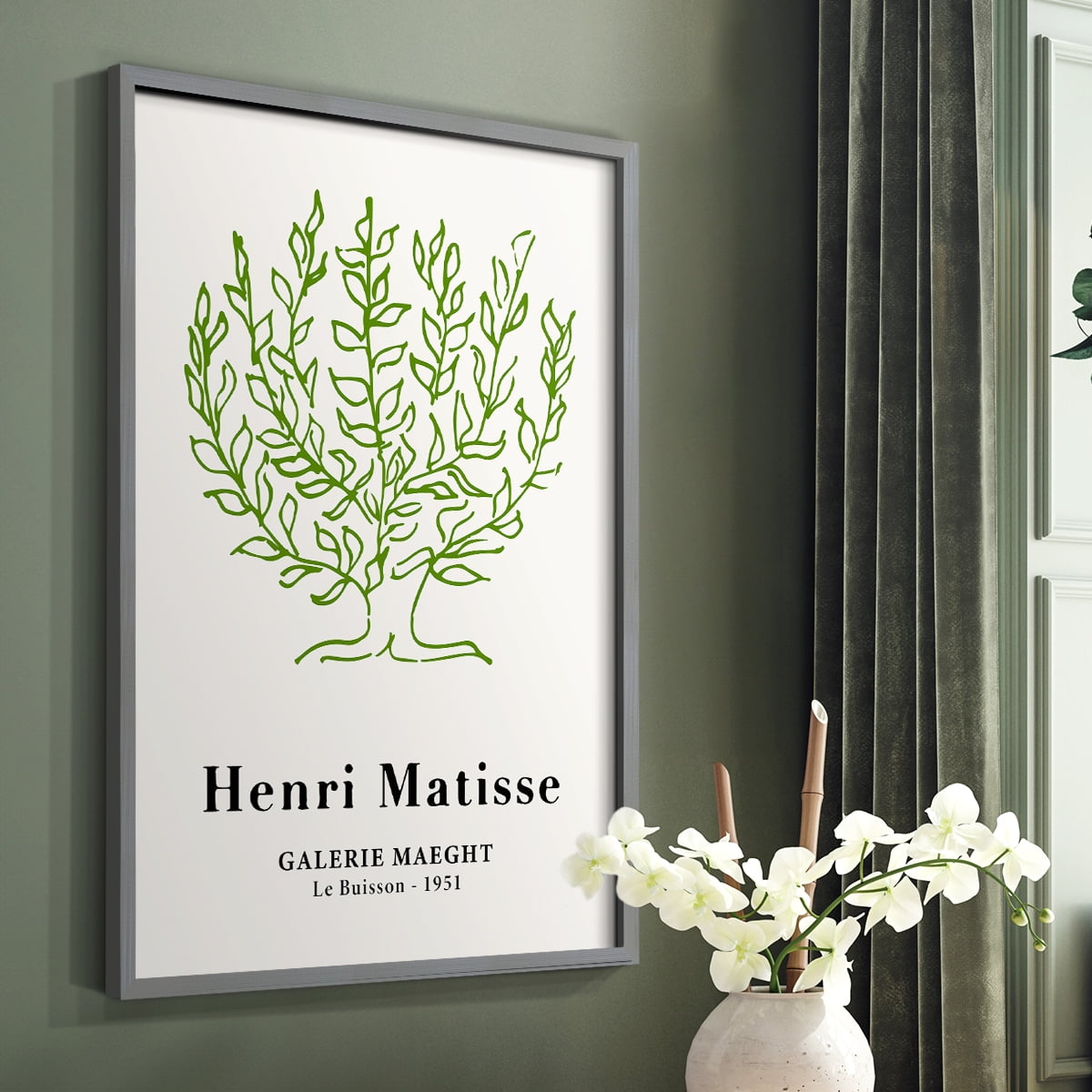 Matisse CXV Framed Print in Gray Solid Wood 8 x 10 Framed Print