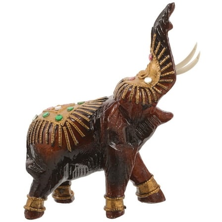 GOOHOCHY Light Brown Wood Elephant Statue Unique Design for Home Decor Exquisite Wooden Animal 7.5 x 5 x 3 Inches