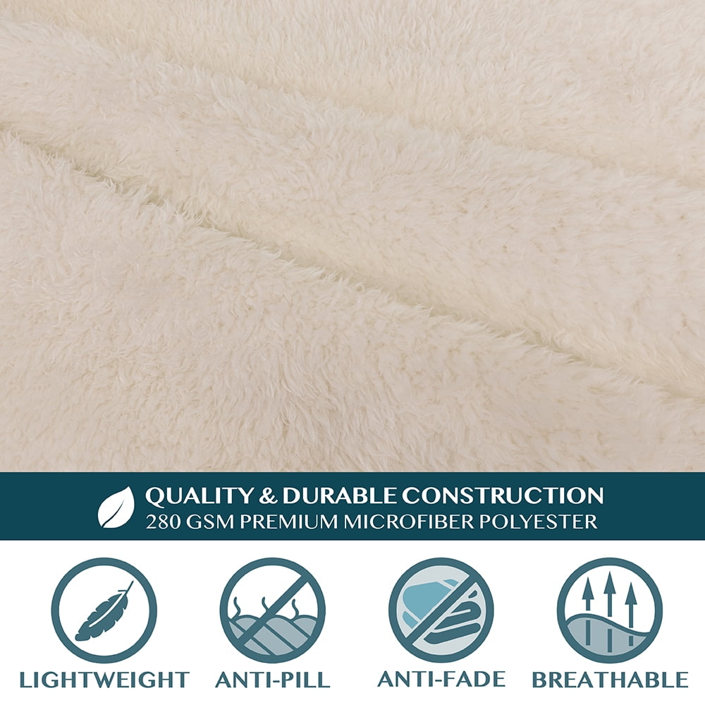 PAVILIA Fluffy Blanket with Sleeves Women Men Adults, Wearable Blanket Plush Soft Fuzzy, Hug Sleep Pod Snuggle Pocket Sleeved TV Throw, Sherpa Fleece Warm Cozy Shaggy Gifts Ideas Mom Wife, Beige Cream